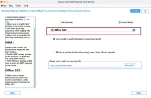 Choose Office 365 as the destination