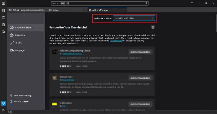 Search for the ImportExportTool NG option