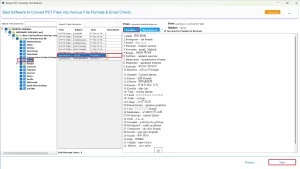 Select PST files and preview