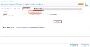 Choose Yandex Mail from drop down