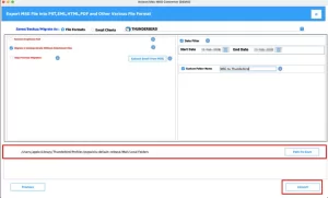 Select destination and click convert