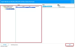 Preview the loaded emails before you proceed further