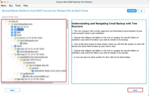 Preview the mailbox folders and choose the emails you want to migrate