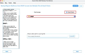 Choose IMAP as the destination email platform