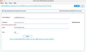 Pick Single or Batch Mode >> Enter IMAP account credentials.