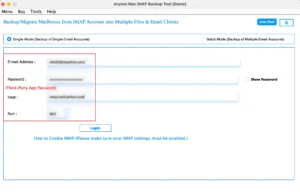 Provide your IMAP credentials to log in