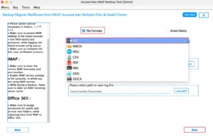 Choose PST as the output format 